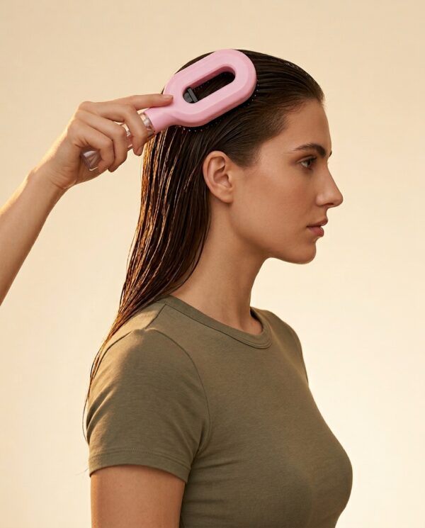 Cascadhe · wet-hair-tension-brushing Cascadhe brossant cheveux textures boucles 3c-4a en lumiere golden hour
